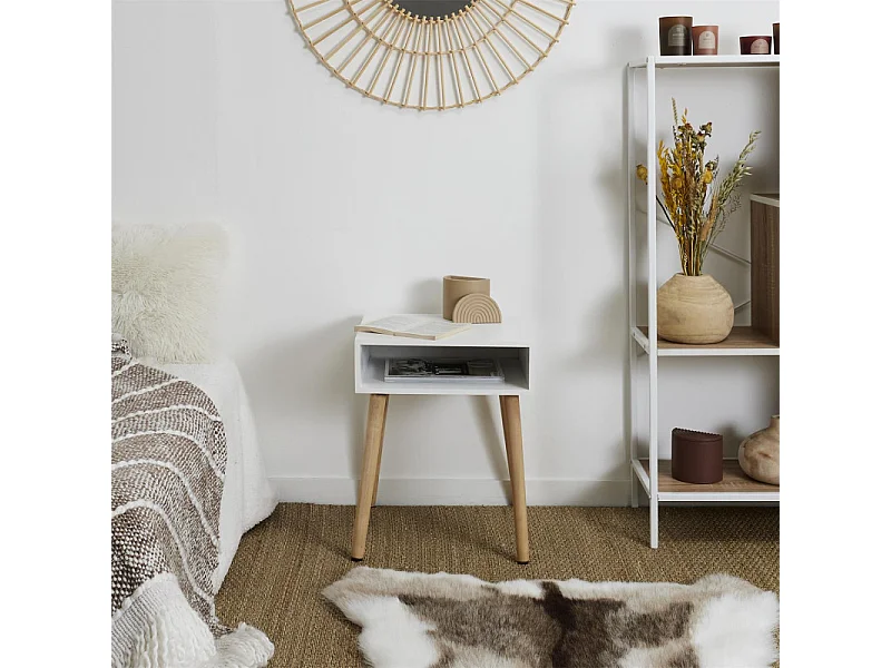 Table De Chevet Niche Blanc Blanc, Marron