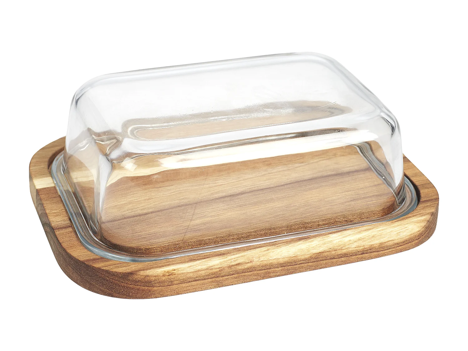 Beurrier Verre Acacia  19x14cm A1/m12 Transparent, Marron