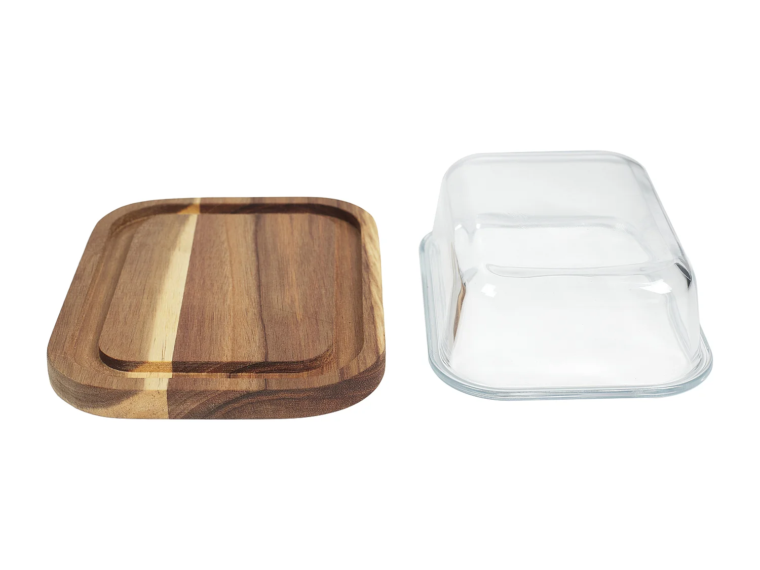 Beurrier Verre Acacia  19x14cm A1/m12 Transparent, Marron