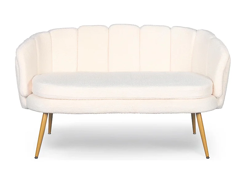 Canapé 2 places arrondi Brenda Tissu bouclette Beige