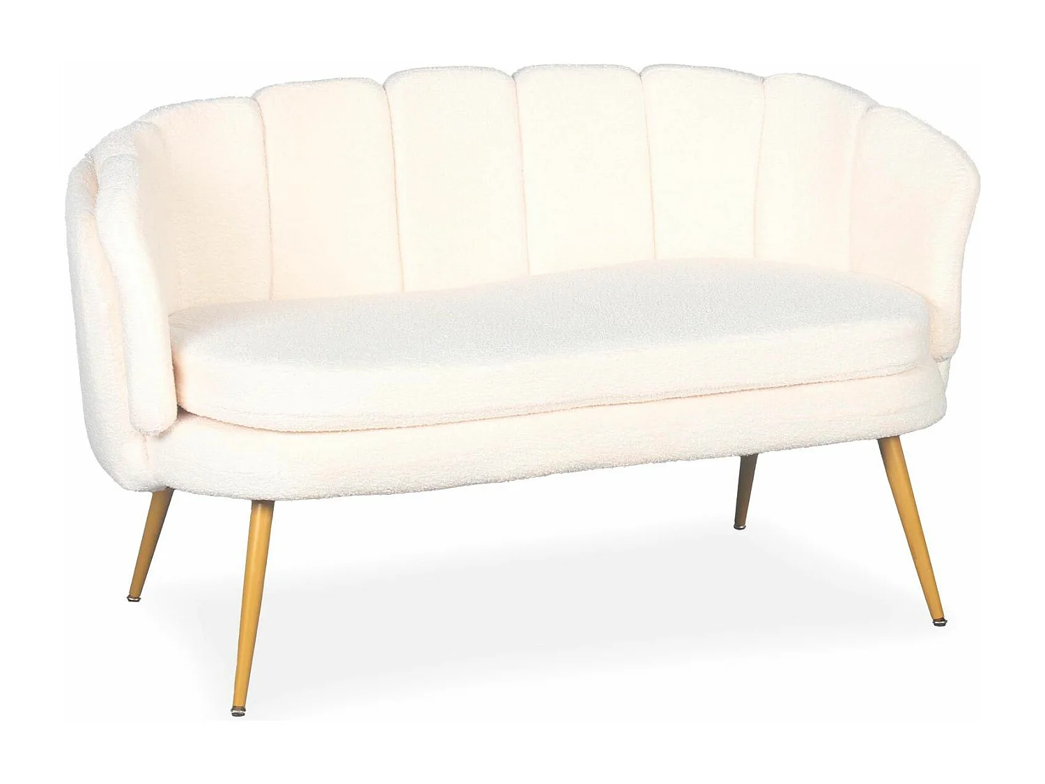 Divano a 2 posti arrotondato Brenda Tessuto bouclette beige