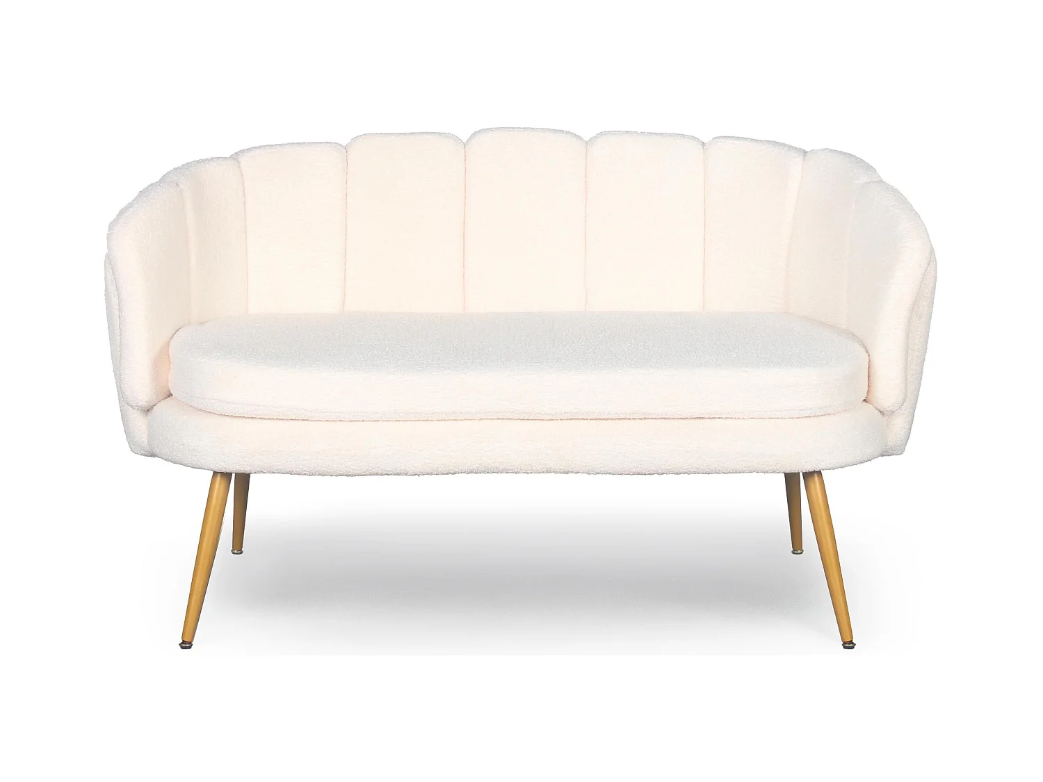 Canapé 2 places arrondi Brenda Tissu bouclette Beige