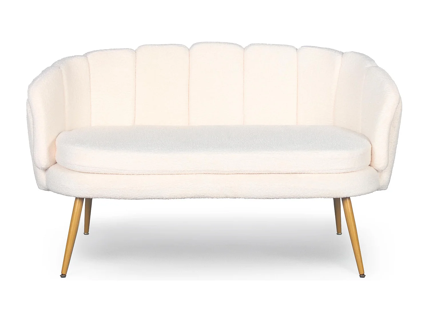 Canapé 2 places arrondi Brenda Tissu bouclette Beige