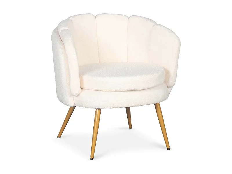 Fauteuil arrondi Brenda Tissu bouclette Beige