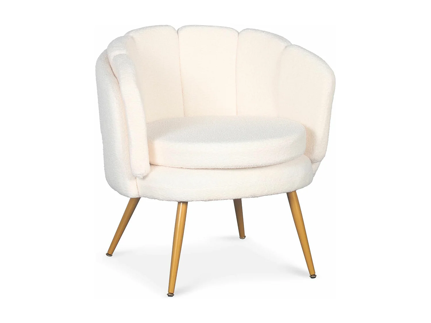 Fauteuil arrondi Brenda Tissu bouclette Beige