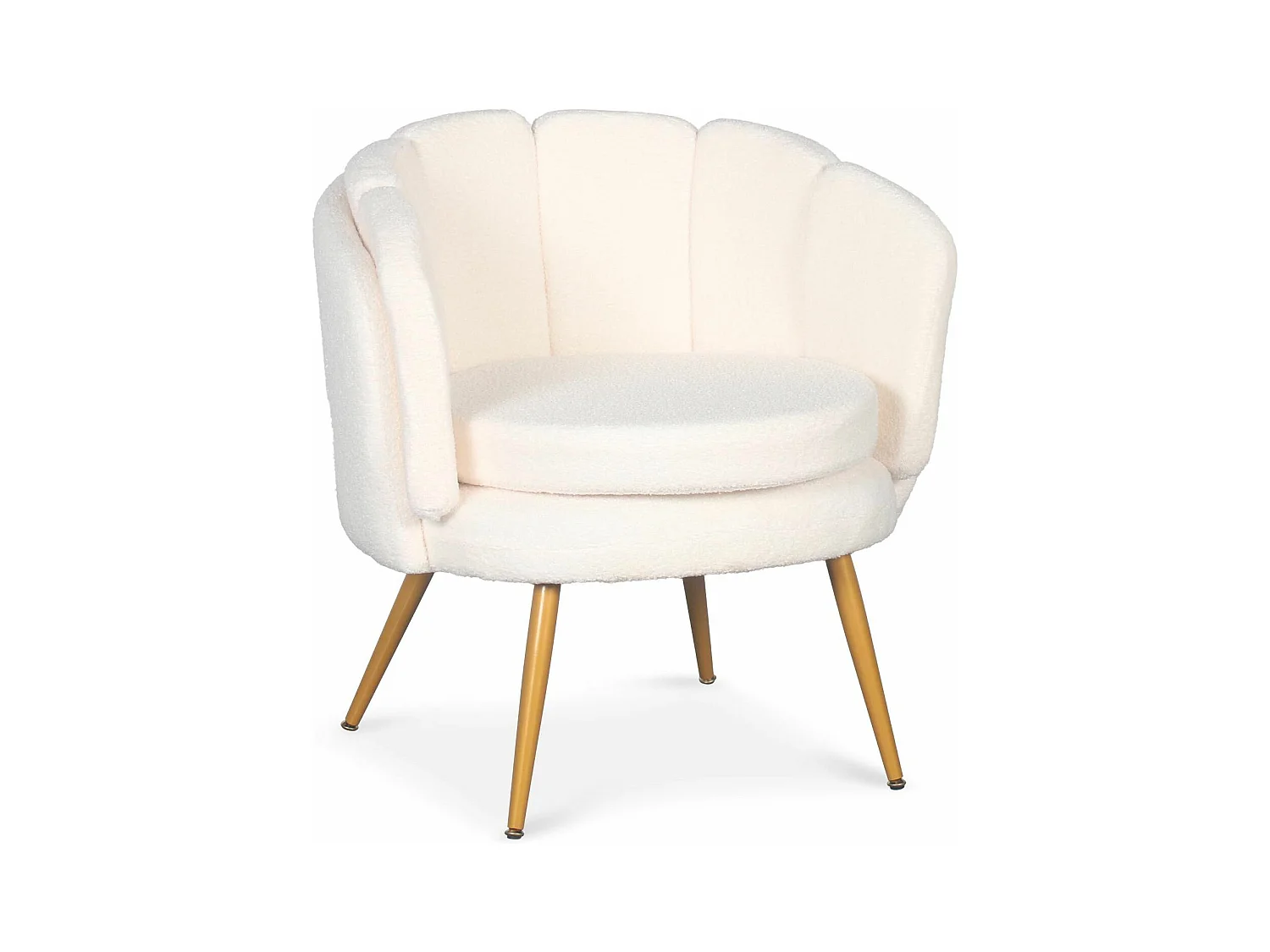 Fauteuil arrondi Brenda Tissu bouclette Beige