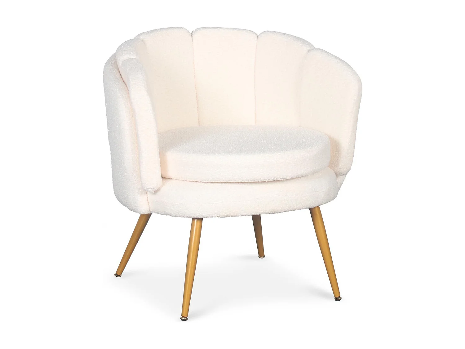 Fauteuil arrondi Brenda Tissu bouclette Beige