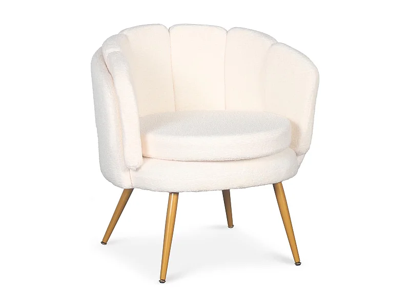 Fauteuil arrondi Brenda Tissu bouclette Beige