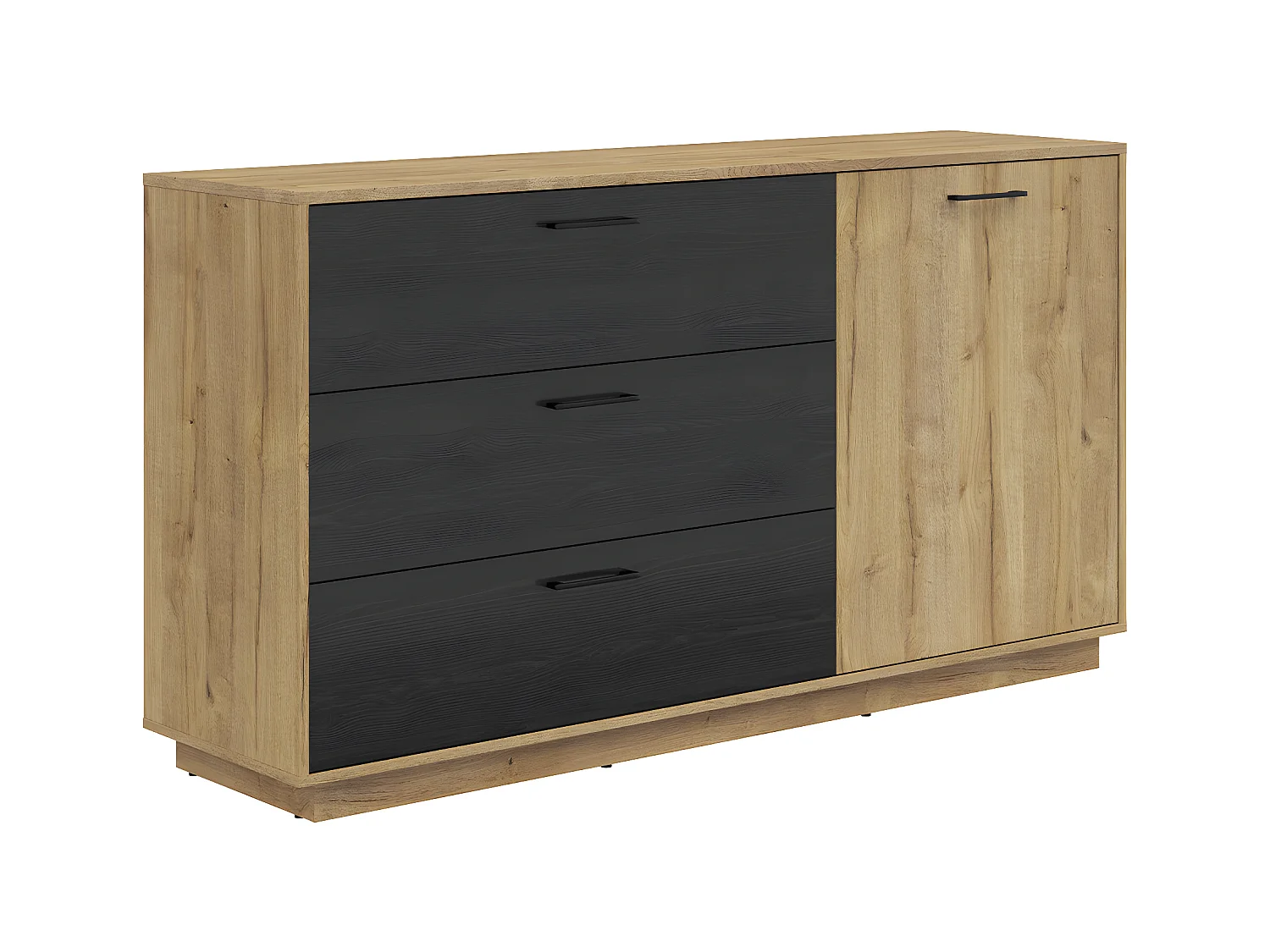 Cassettiera 1 anta 3 cassetti Arava marrone e nero 45cm