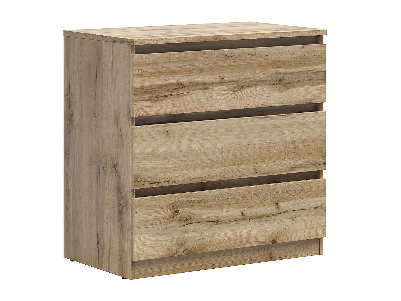 Commode Nuit Bella 3 Tiroirs Couleur Chêne Avec Rotin Naturel