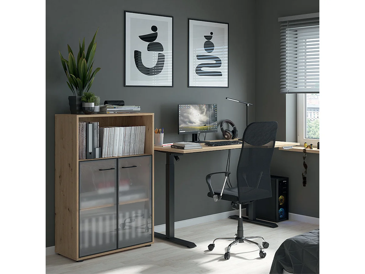 Bureau assis debout électrique 140cm gauche professionnel Space Bois