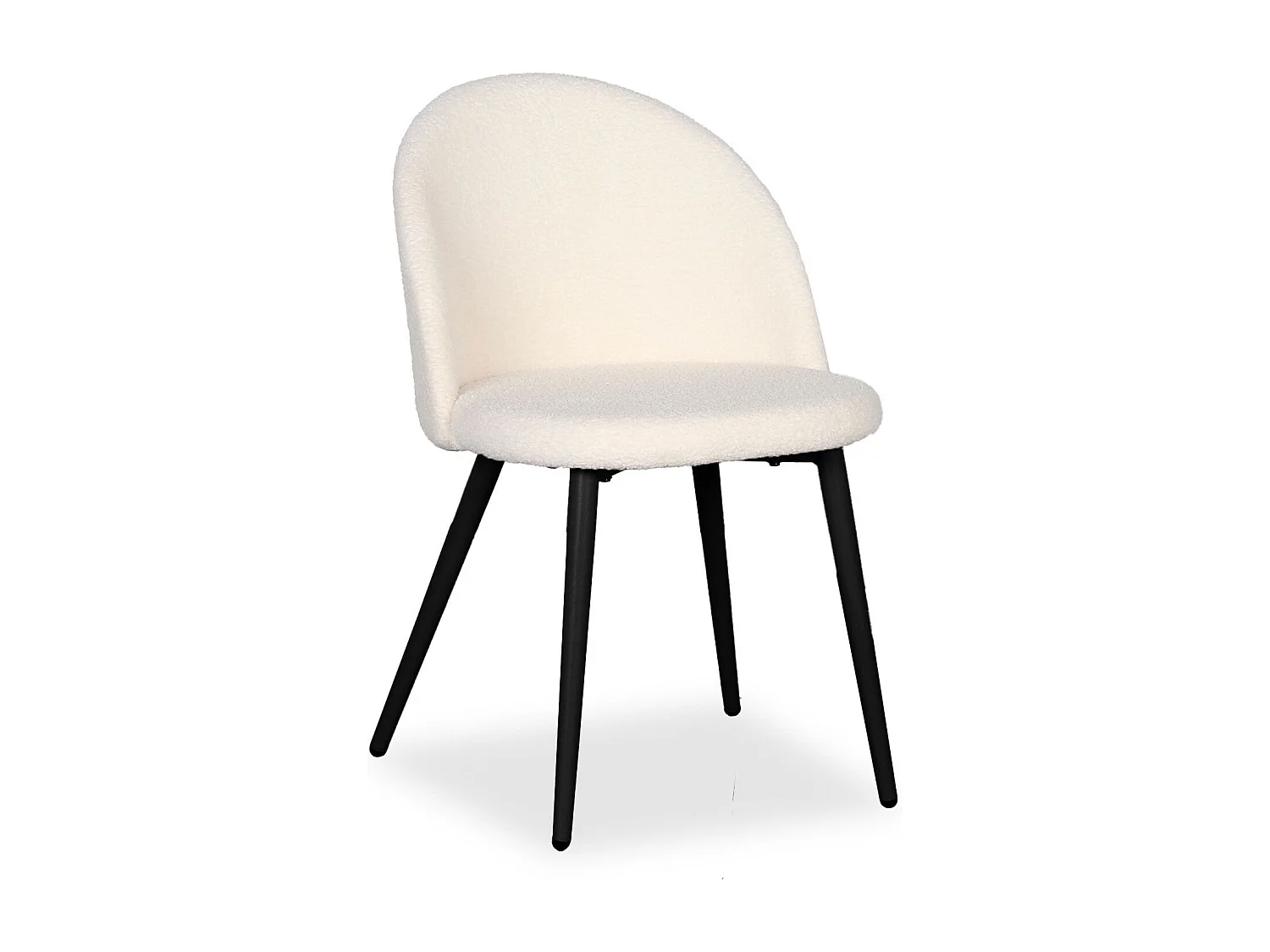 Lot de 2 chaises Maury Métal noir et Tissu bouclette Crème