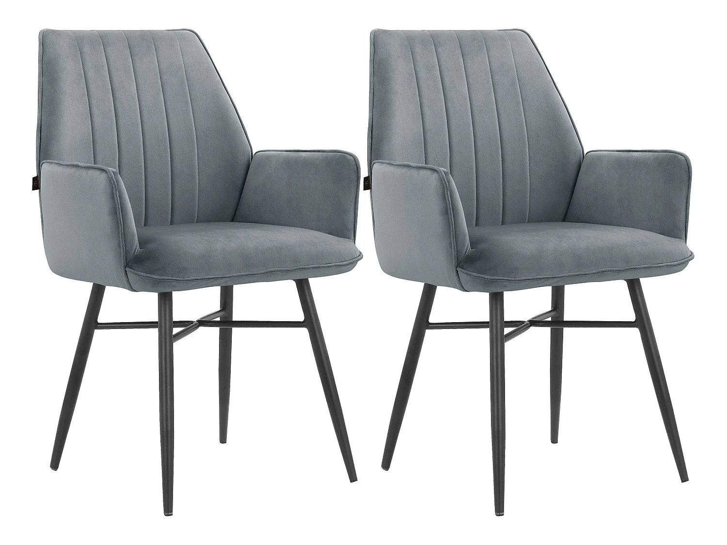 Anzo|Chaise de salle à manger 2 packs en gris velours