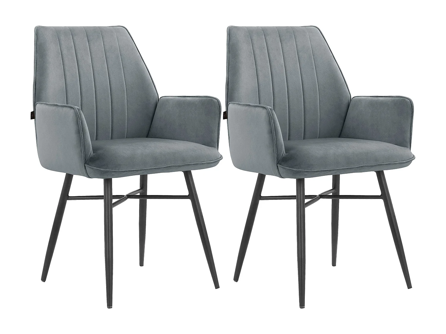 Anzo|Chaise de salle à manger 2 packs en gris velours