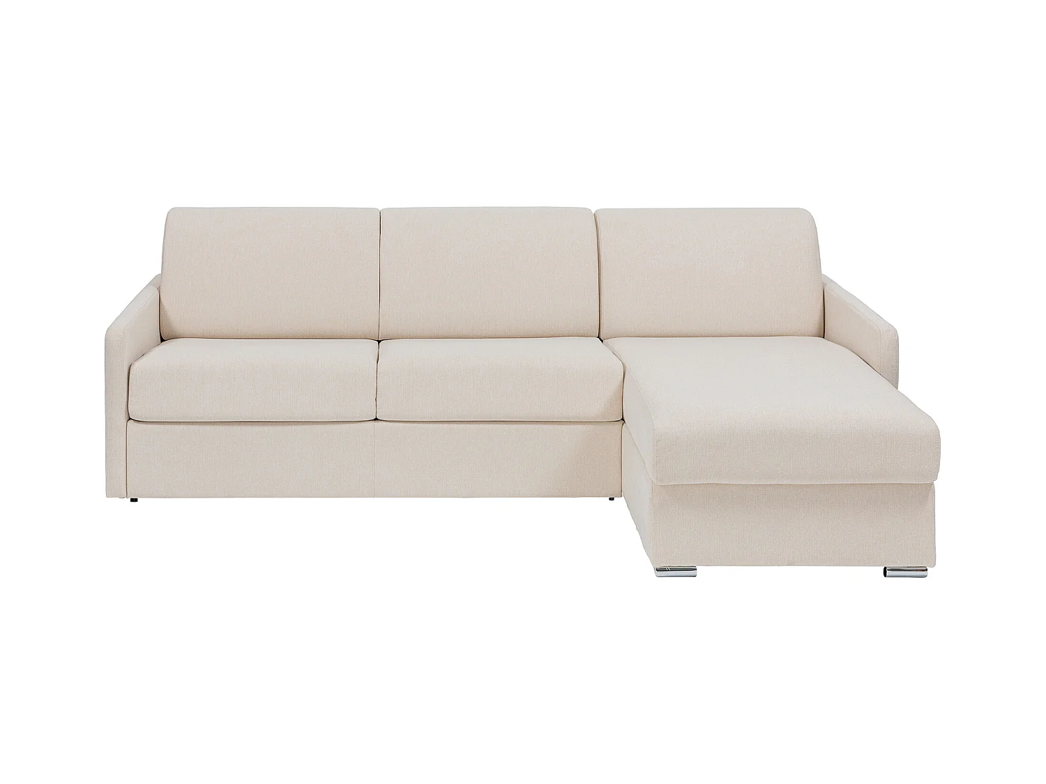 Canapé d'angle convertible express et réversible en tissu beige - Couchage 160 cm - Matelas 14 cm - CALIFE