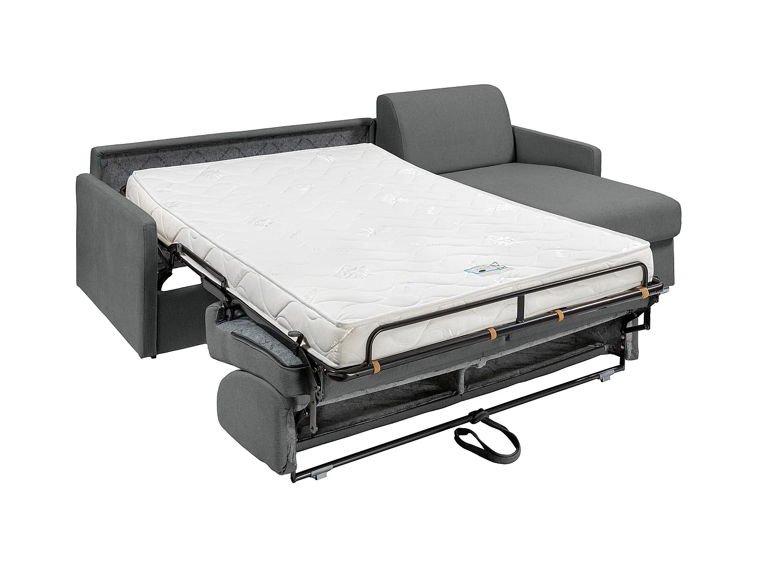 Canapé d'angle convertible express et réversible en tissu gris - Couchage 160 cm - Matelas 14 cm - CALIFE