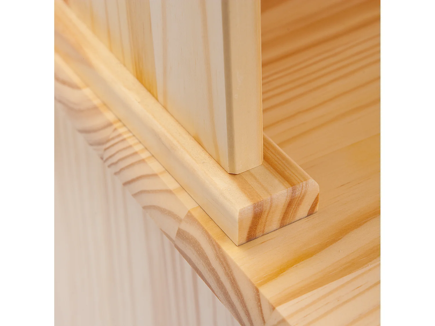 Toswa Vitrinenschrank 3 Türen, 2 Glastüren, 3 Schubladen, 2 offene Fächer, natur.