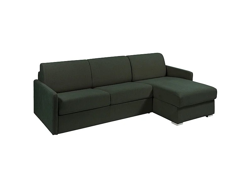 Divano letto angolare reversibile a ribalta Posto letto 160cm Materasso 22cm memory foam in Tessuto Verde abete - CALIFE