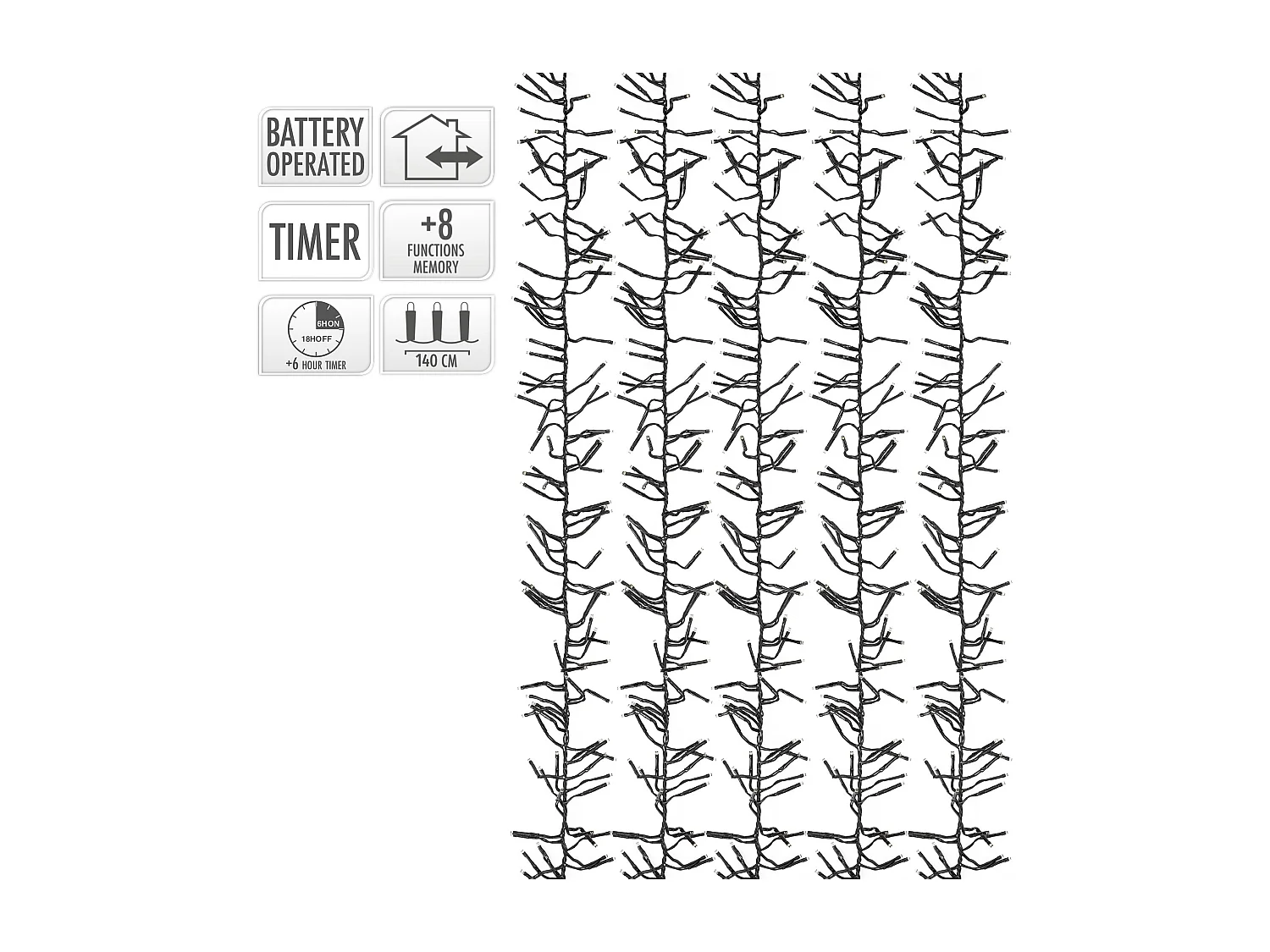 Guirlande lumineuse avec 192 LED 1,4 m décoration blanc chaud Noël jardin/salon