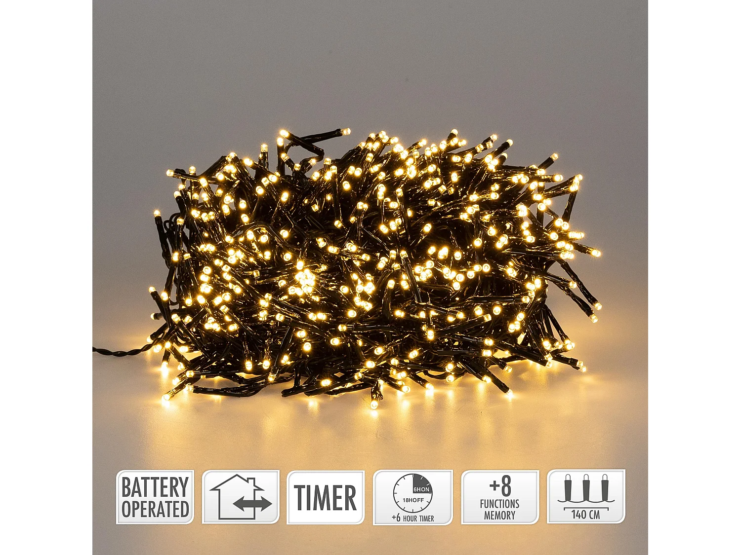 Guirlande lumineuse avec 192 LED 1,4 m décoration blanc chaud Noël jardin/salon