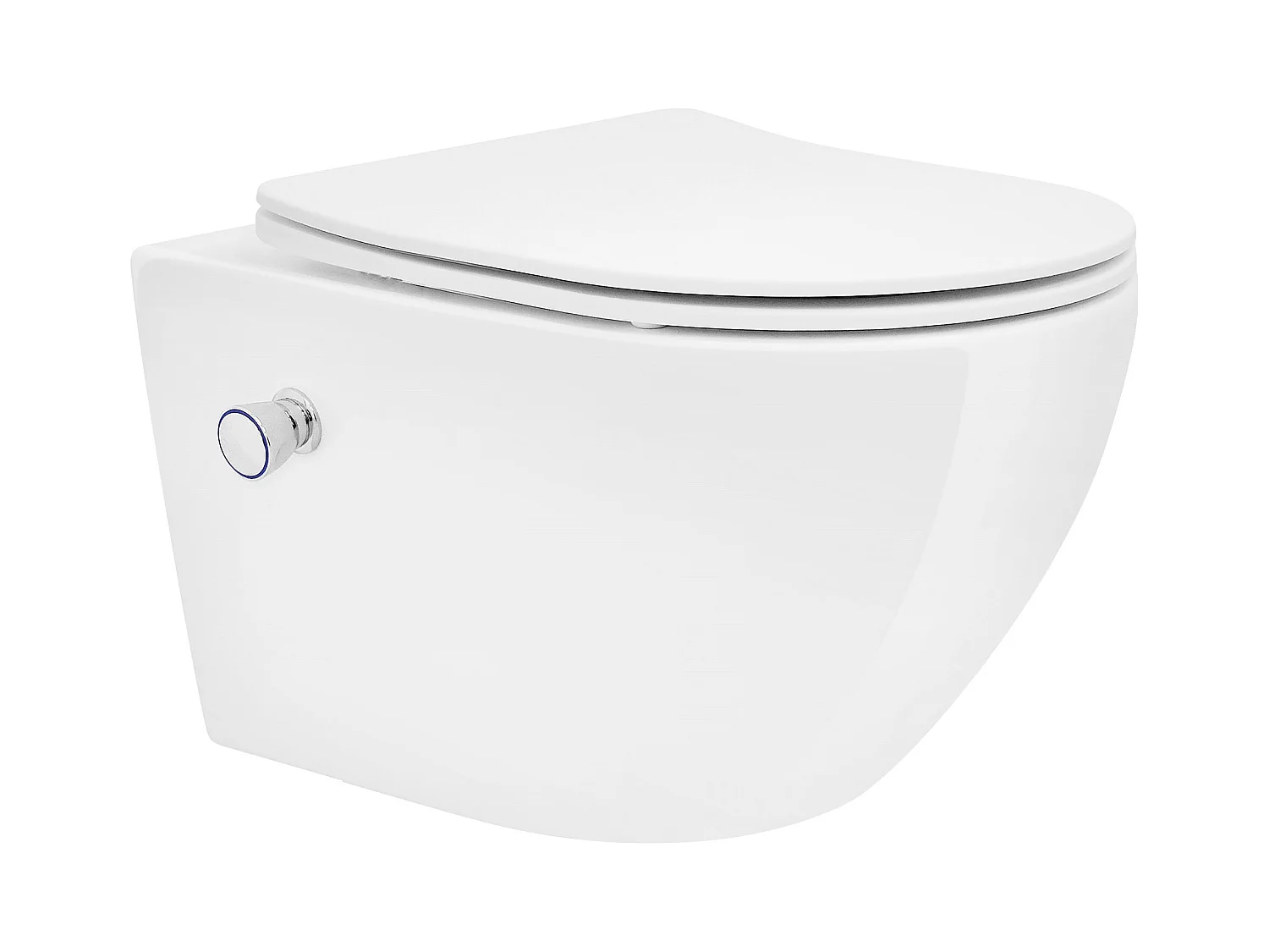 ECD Germany WC Suspendu sans Bride, Long 52 cm, Blanc, avec Fonction Bidet, Revêtement Nano, en Céramique, Abattant WC, Fermeture en Douceur, Chasse d'Eau