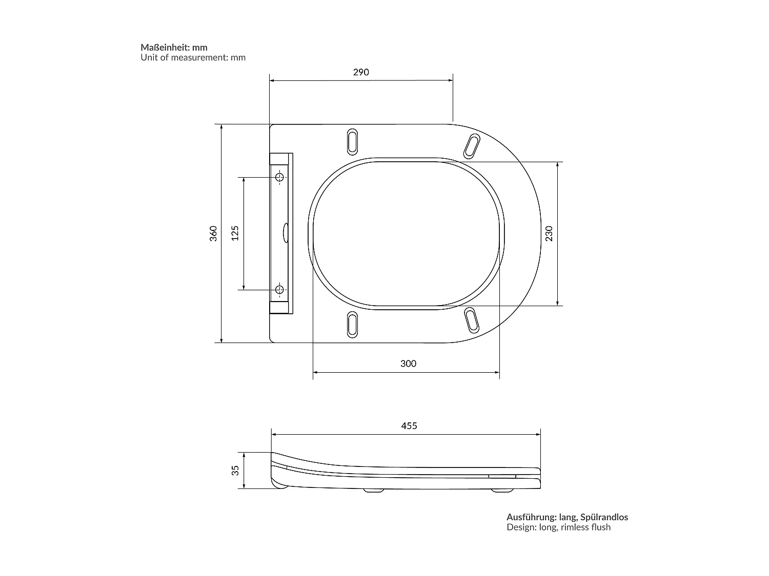 ECD Germany WC Suspendu sans Rebord en Céramique Blanc, Revêtement Nano, Toilette Murale Suspendue Long 52cm, avec Siège Softclose Silencieuse, Chasse d'Eau