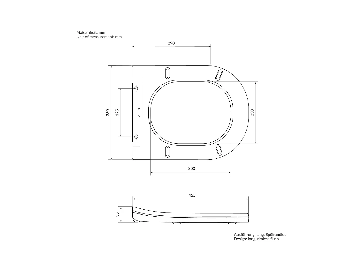 ECD Germany Inodoro suspendido sin borde de cerámica blanco, revestimiento Nano, inodoro suspendido de pared de 52 cm de largo, con asiento Softclose