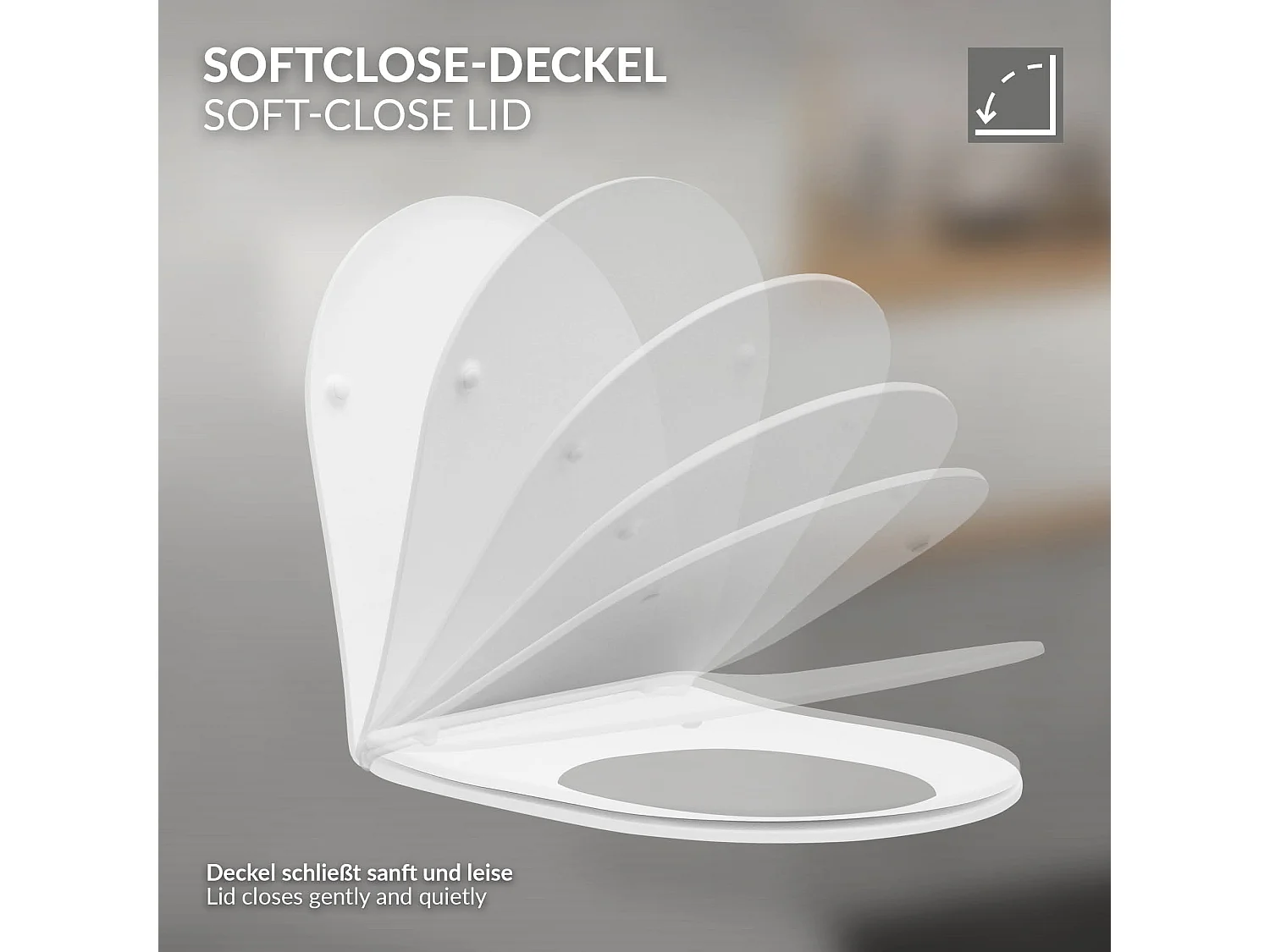 ECD Germany WC sospeso senza bordo in ceramica bianca, rivestimento nano, WC sospeso a parete lungo 52 cm, con sedile softclose silenzioso, scarico