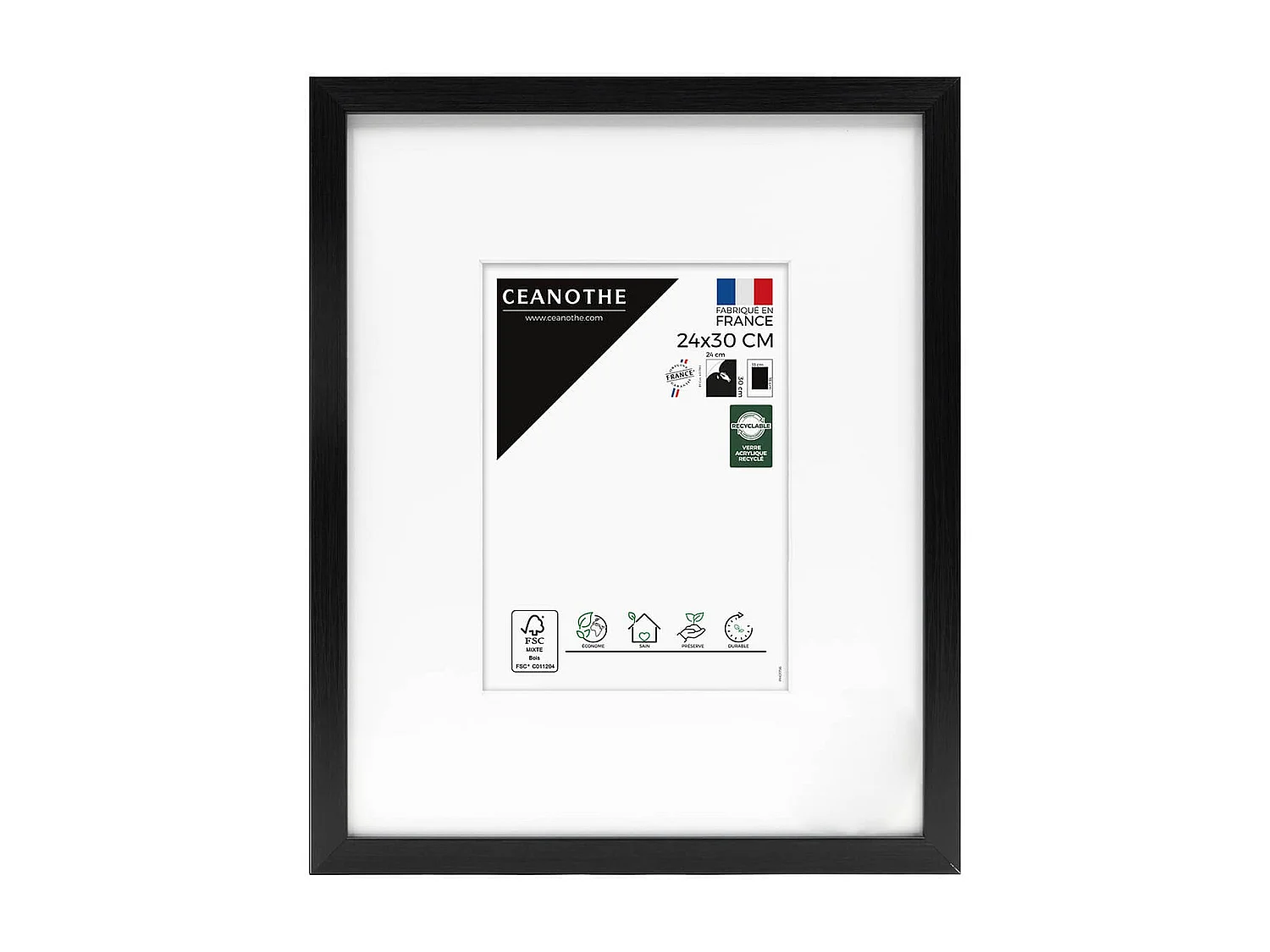 Cadre photo Wild noir 24x30 cm avec passe-partout 13x18 cm