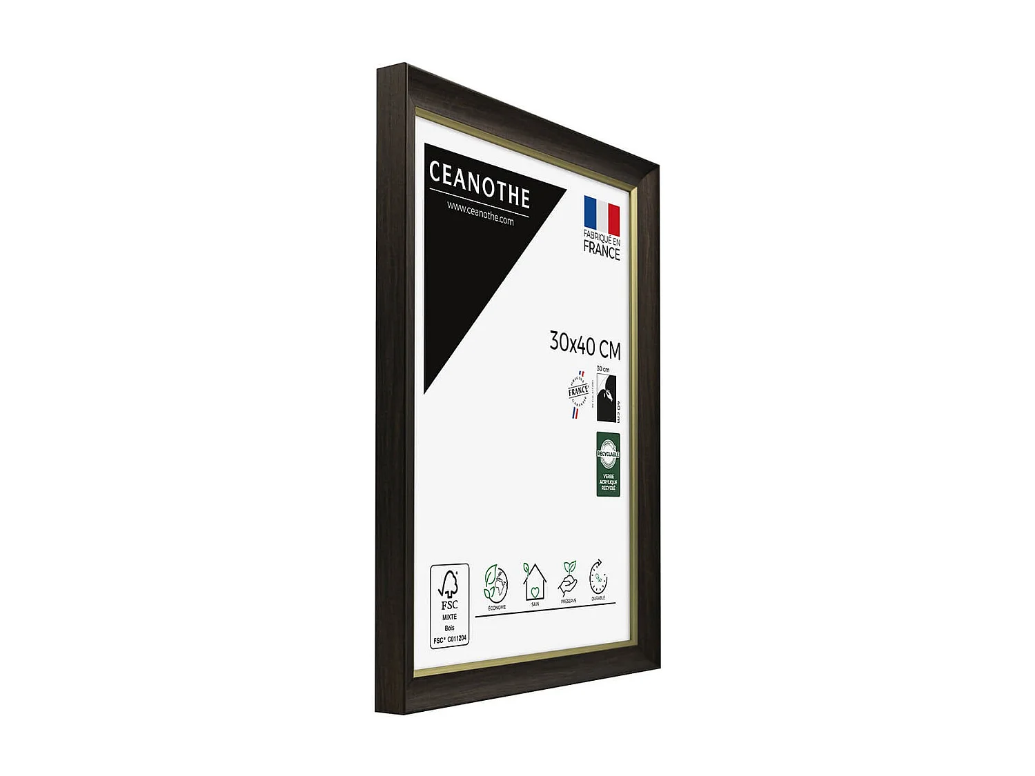 Cadre photo Luna ébène doré 30x40 cm