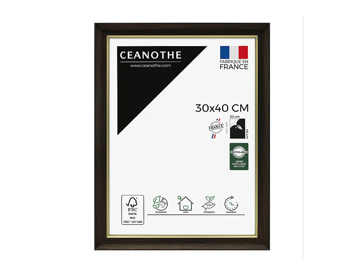 Cadre photo Luna ébène doré 30x40 cm