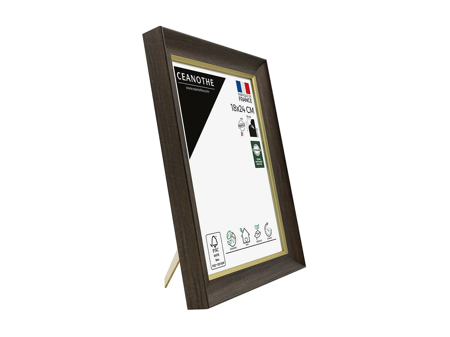 Cadre photo Luna ébène doré 18x24 cm