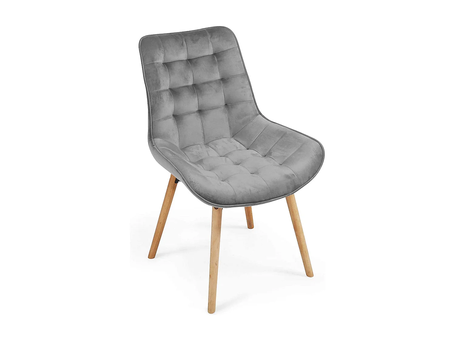 Lot de 8 chaises de salon salle à manger pied en bois et velours gris 01_0000741