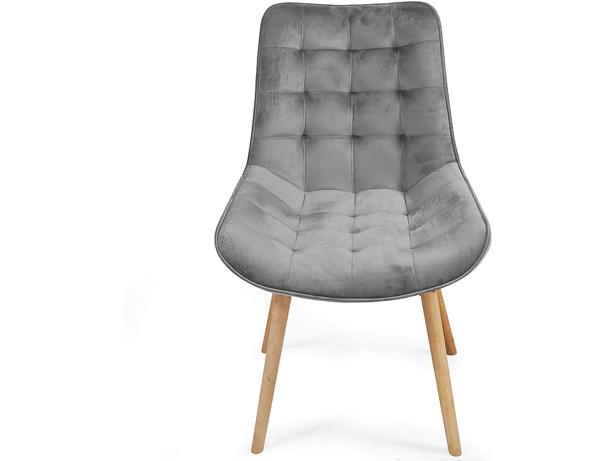 Lot de 8 chaises de salon salle à manger pied en bois et velours gris 01_0000741