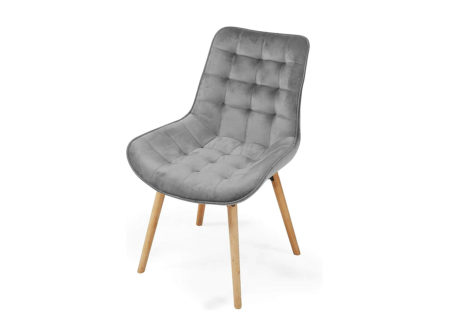 Lot de 8 chaises de salon salle à manger pied en bois et velours gris 01_0000741