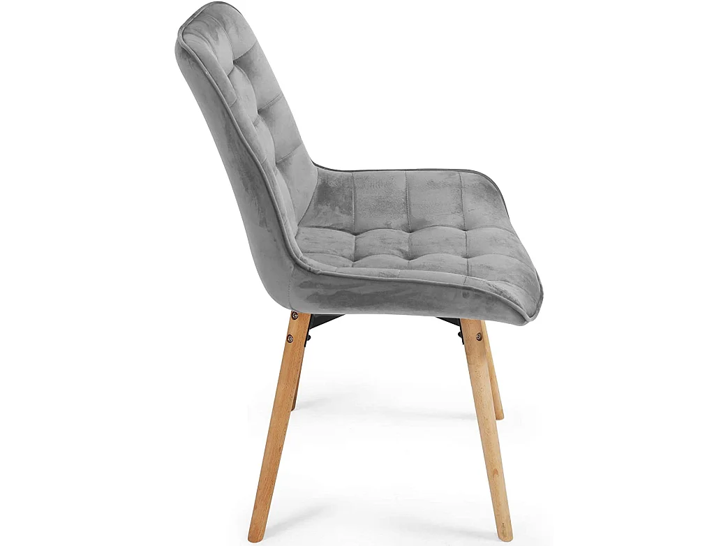 Lot de 8 chaises de salon salle à manger pied en bois et velours gris 01_0000741