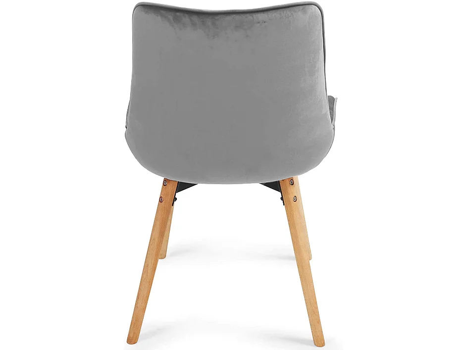 Lot de 8 chaises de salon salle à manger pied en bois et velours gris 01_0000741