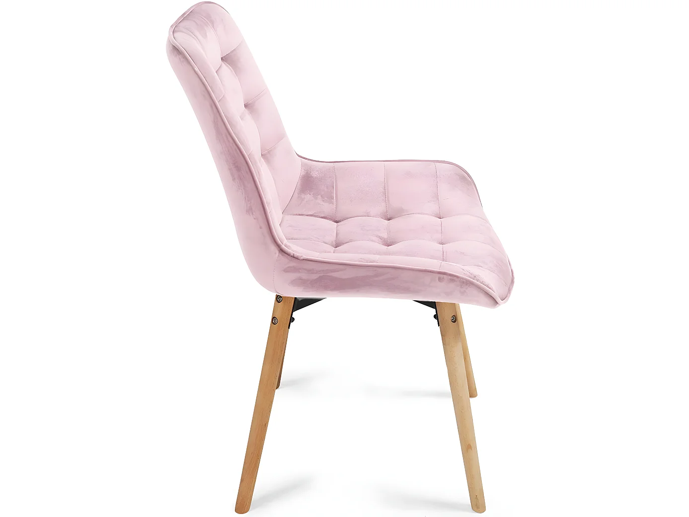 Lot de 2 chaises de salon salle à manger pied en bois et velours rose 01_0000742