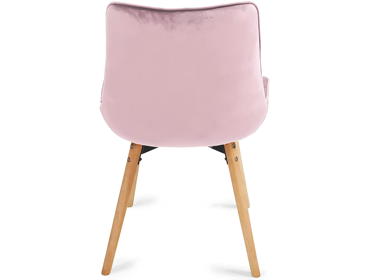 Lot de 2 chaises de salon salle à manger pied en bois et velours rose 01_0000742
