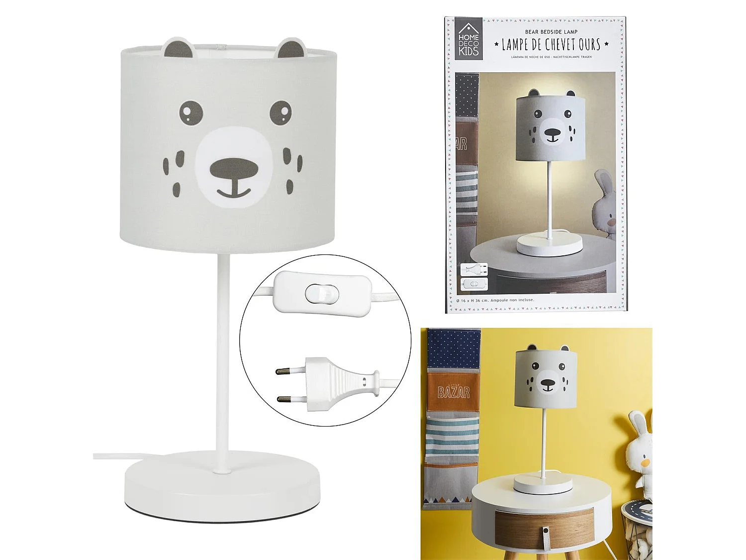 Lampe Enfant Ours Gris
