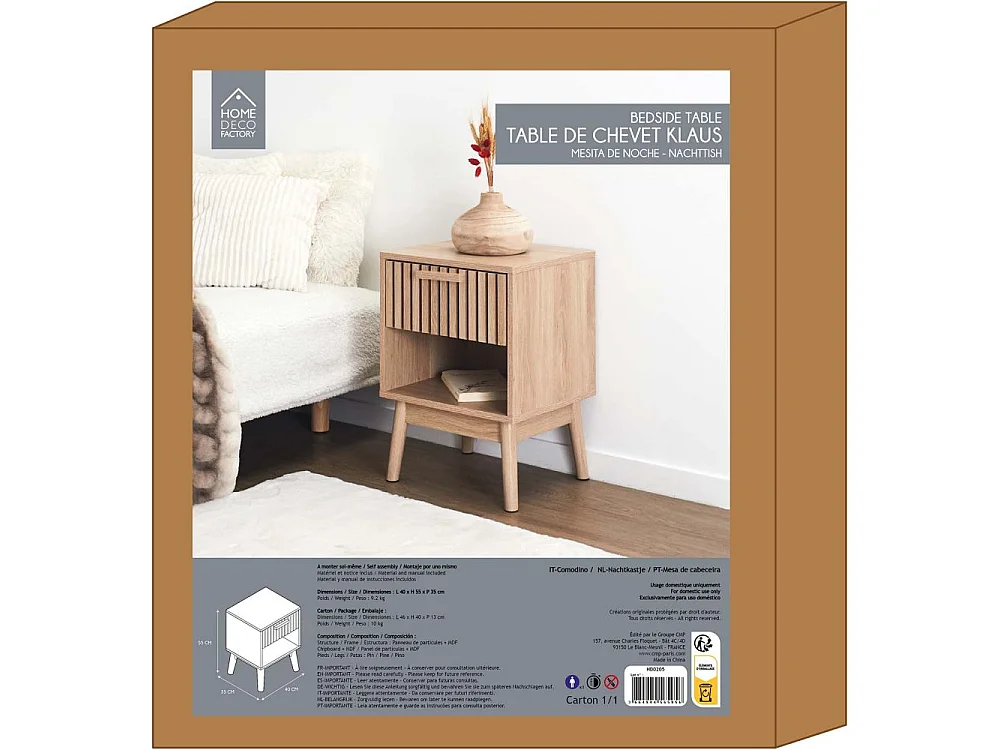 Table de chevet - HOME DECO FACTORY - KLAUS - Ultra-design - Marron