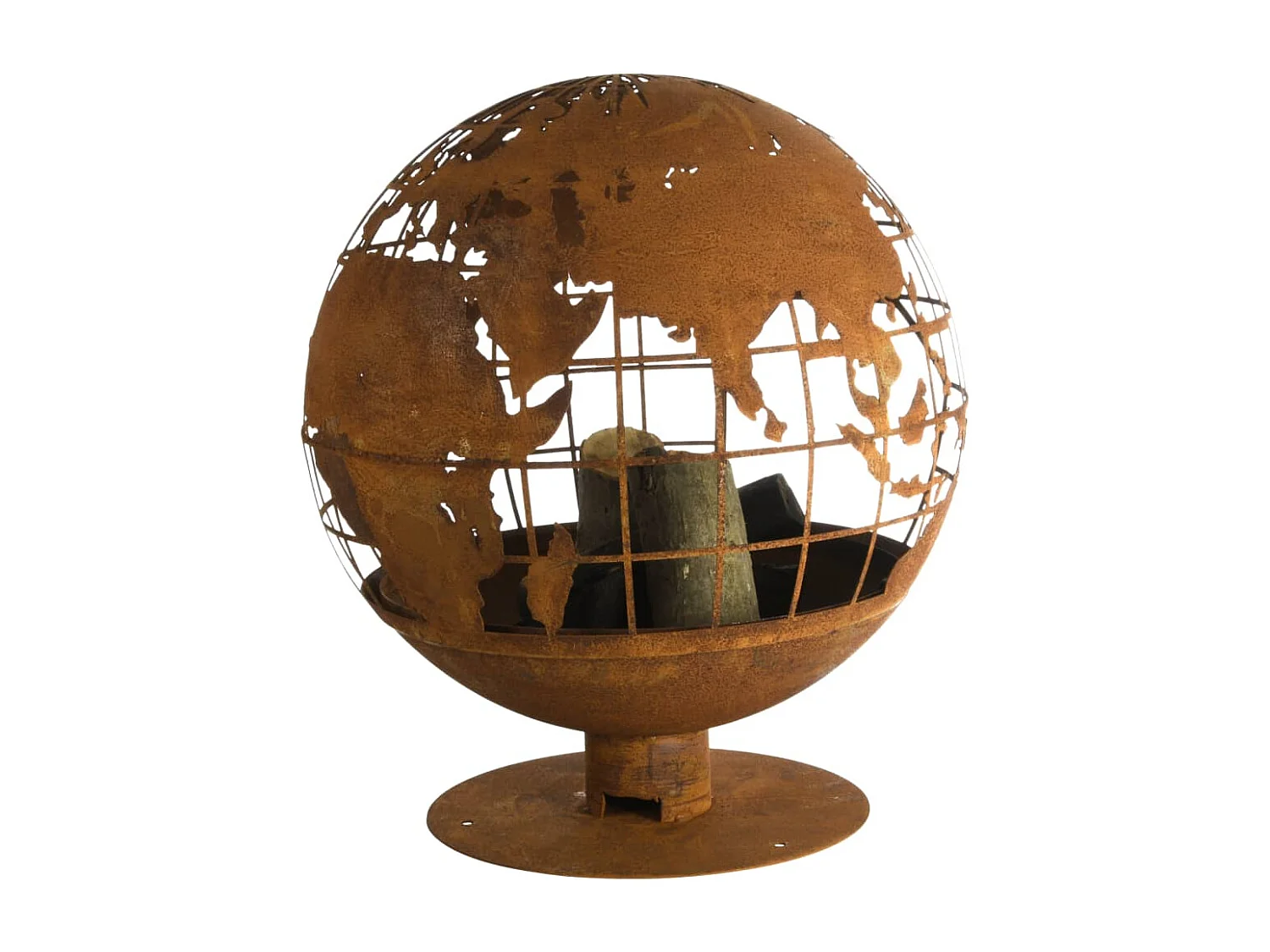 Brasero rond en métal rouillé Planète