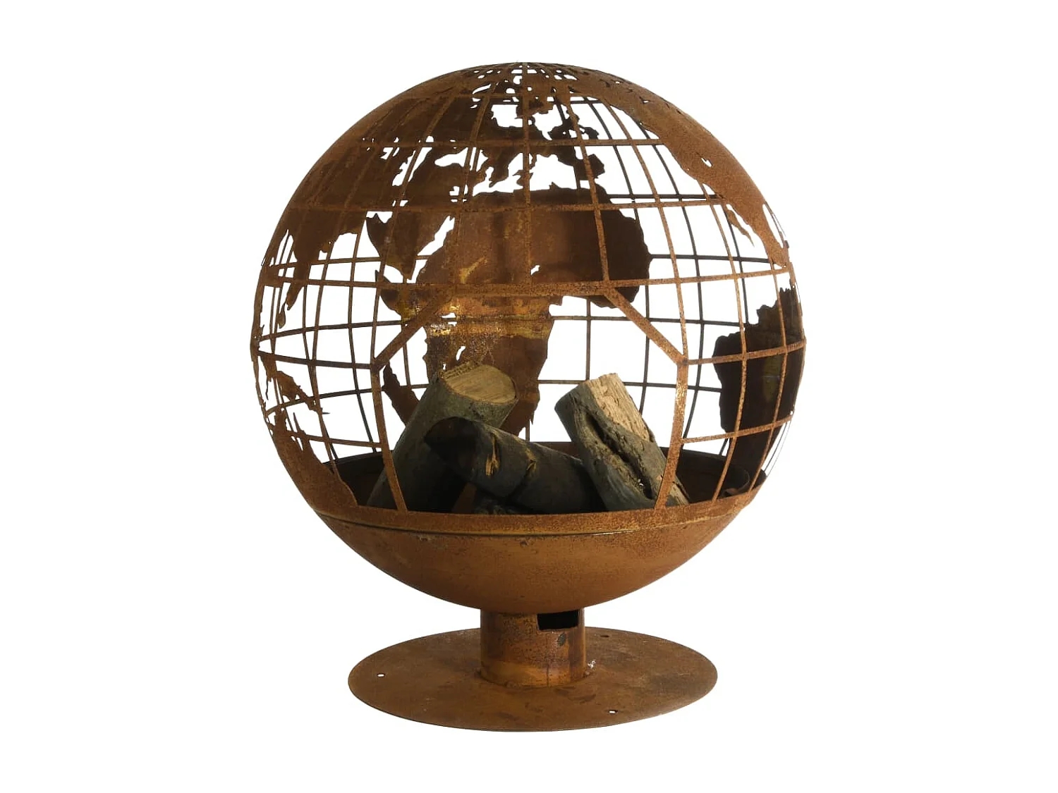 Brasero rond en métal rouillé Planète