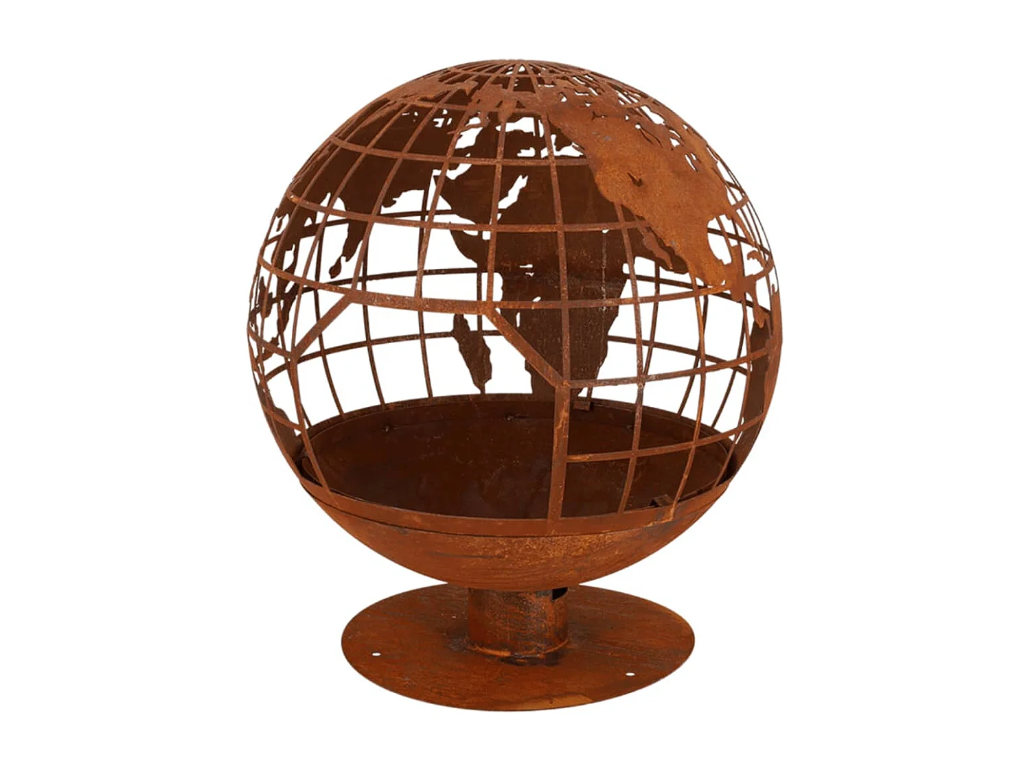 Brasero rond en métal rouillé Planète