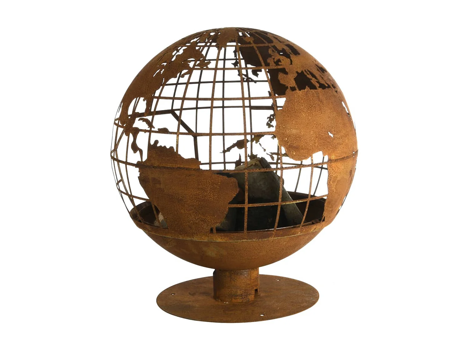 Brasero rond en métal rouillé Planète