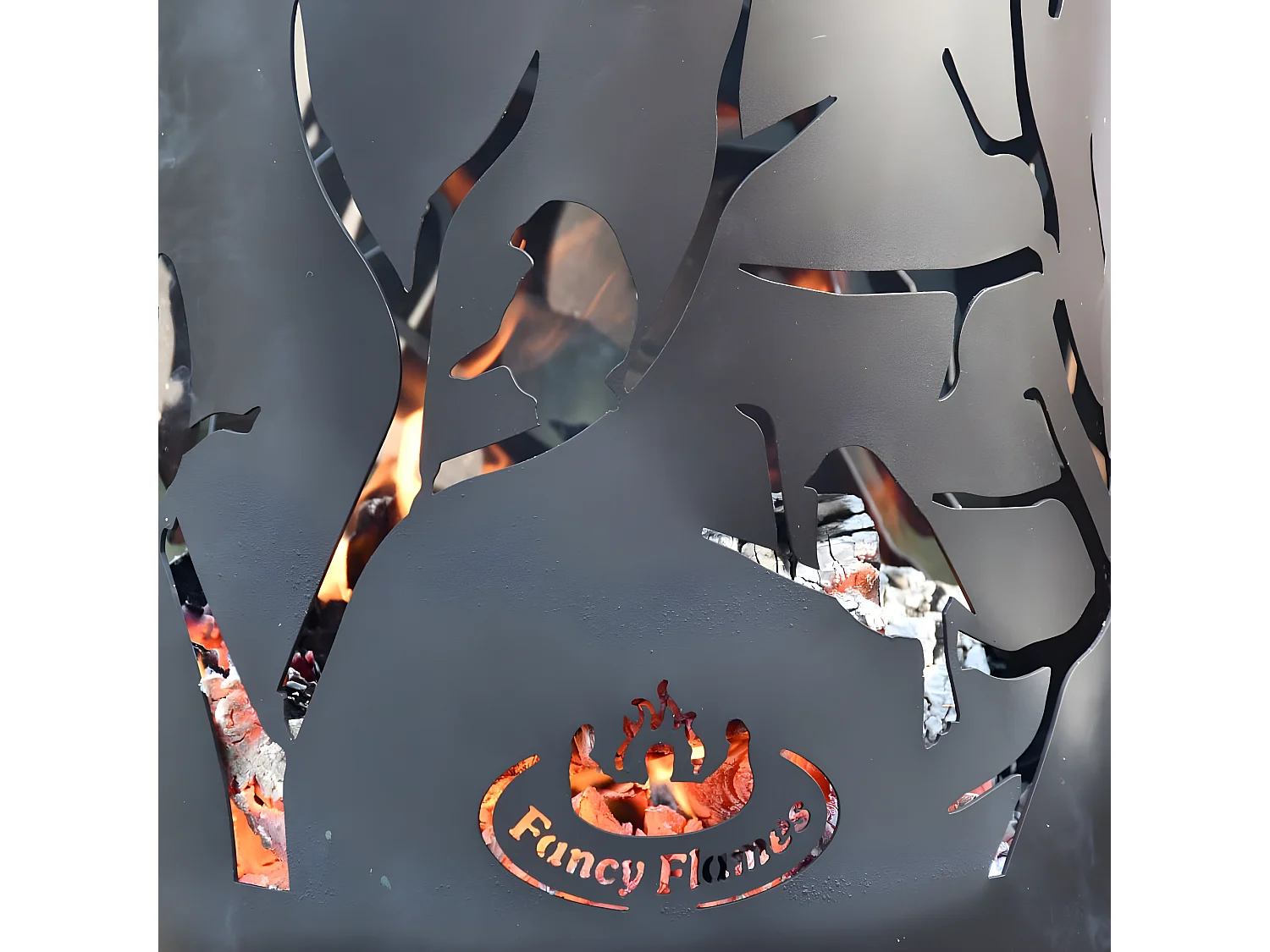 Brasero cylindre découpe laser 39 x 117 cm Découpe oiseaux