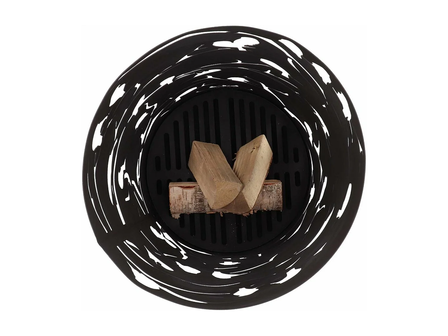 Brasero cylindre découpe laser 39 x 117 cm Découpe oiseaux