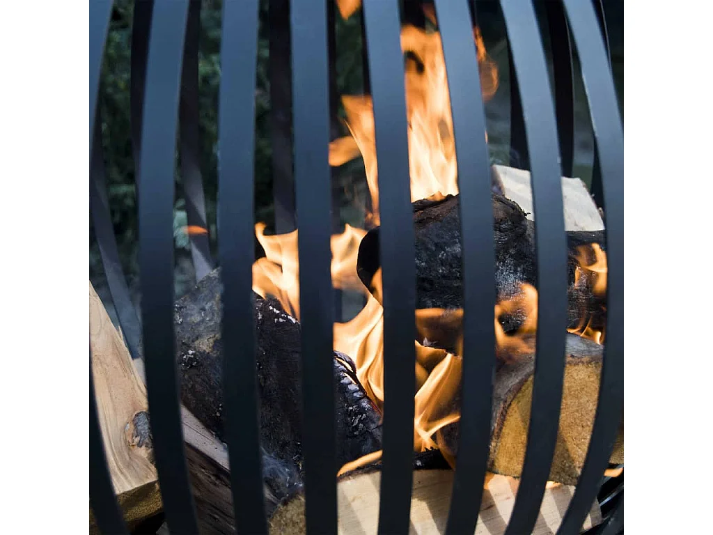 Vuurkorf balvormig strepen koolstofstaal zwart FF400