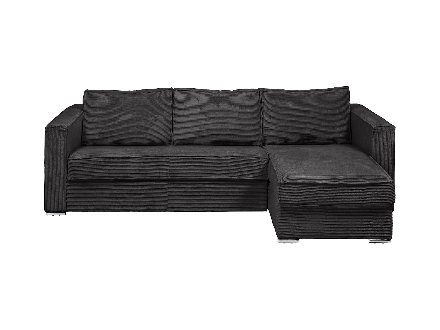 Eckschlafsofa mit Matratze - Ecke wechselbar - Cord - Anthrazitgrau - Liegefläche mit Lattenrost mit breiten Latten 140 cm - Matratze 14 cm - LORETO