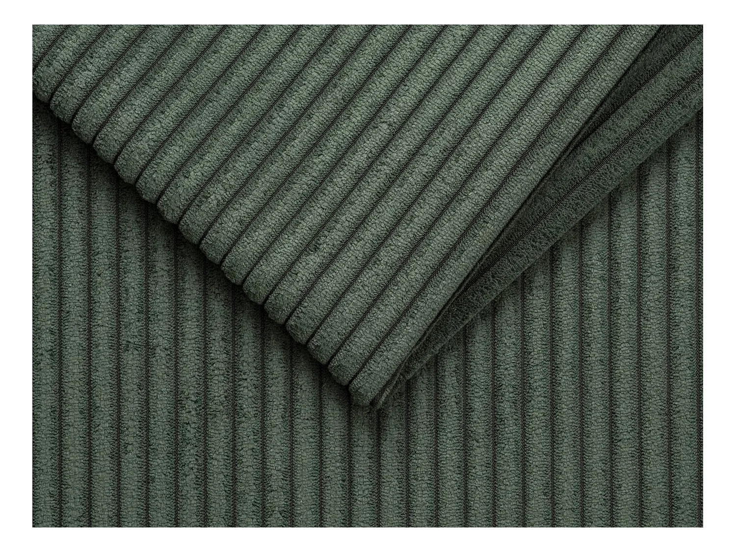 Canapé d'angle convertible express et réversible en velours côtelé vert - Couchage 140 cm - Matelas 14 cm LORETO